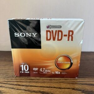 Sony DVD-R 10 Pack Recordable Blank Discs 4.7 GB 120 Min 1-16x‎
